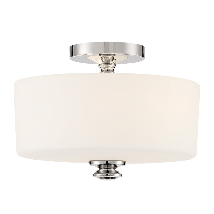 Crystorama TRA-A3302-PN Two Light Semi Flush Mount, Polished Nickel
