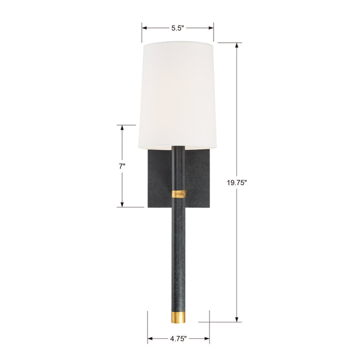 Crystorama WES-9901-BK-GA One Light Wall Sconce, Black + Antique Gold