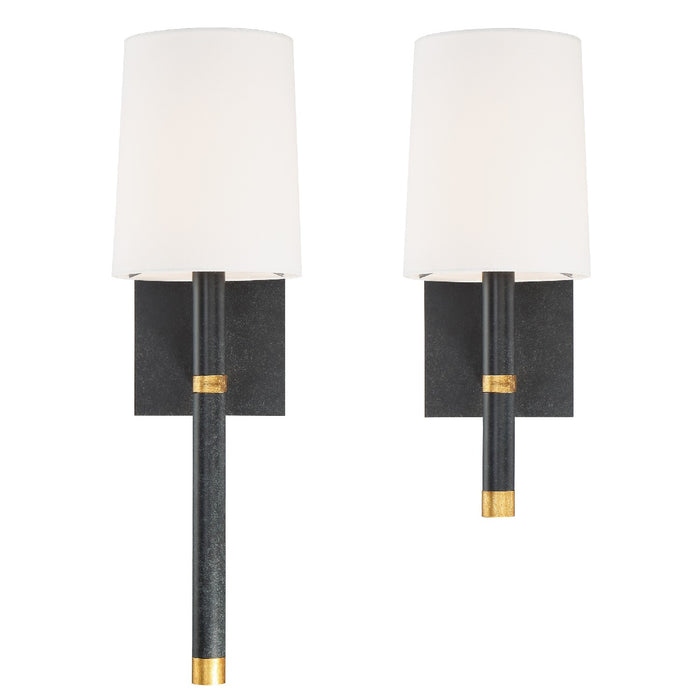 Crystorama WES-9901-BK-GA One Light Wall Sconce, Black + Antique Gold