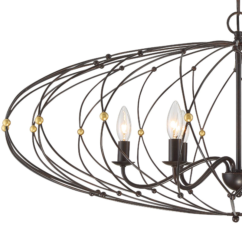 Crystorama ZUC-A9036-EB-GA Six Light Chandelier, English Bronze + Antique Gold