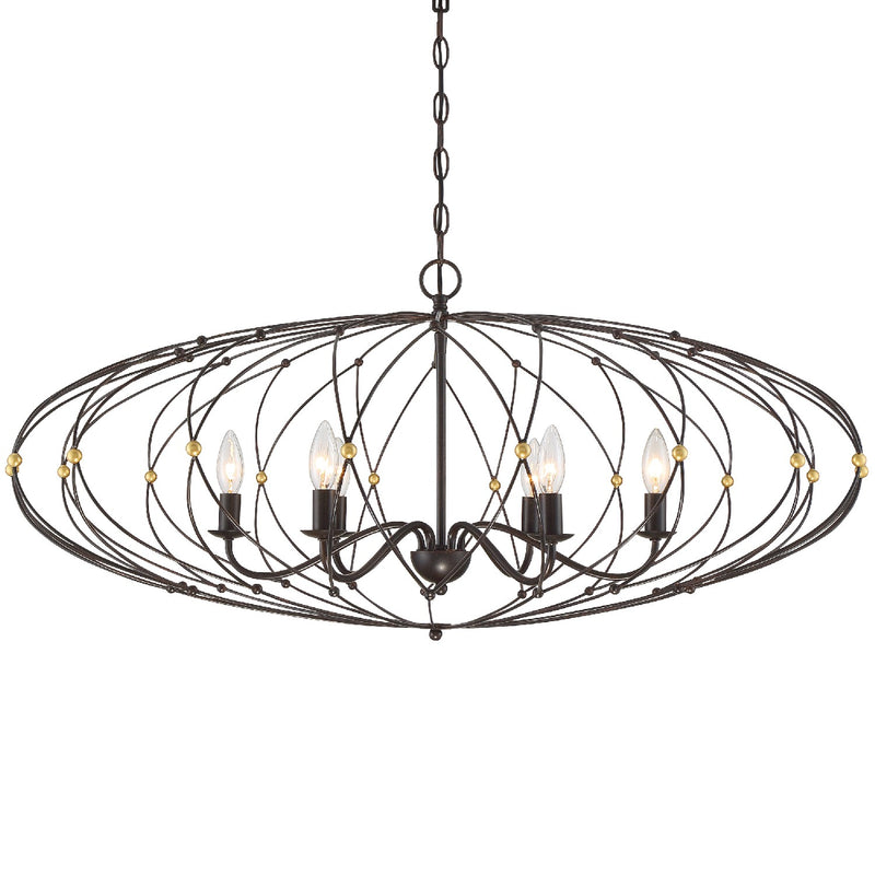 Crystorama ZUC-A9036-EB-GA Six Light Chandelier, English Bronze + Antique Gold