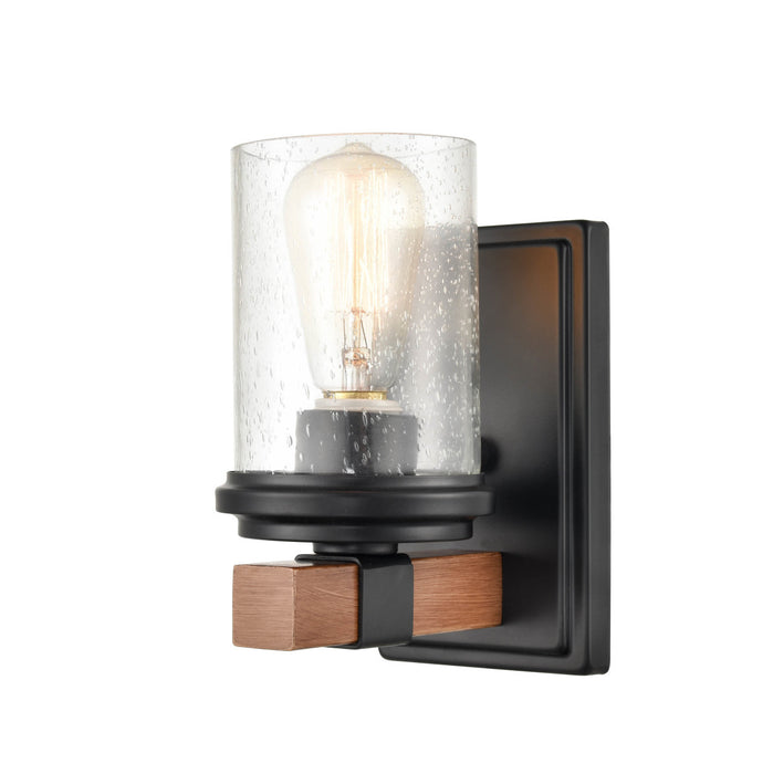 Millennium 3801-MB/WG One Light Wall Sconce, Matte Black/Wood Grain