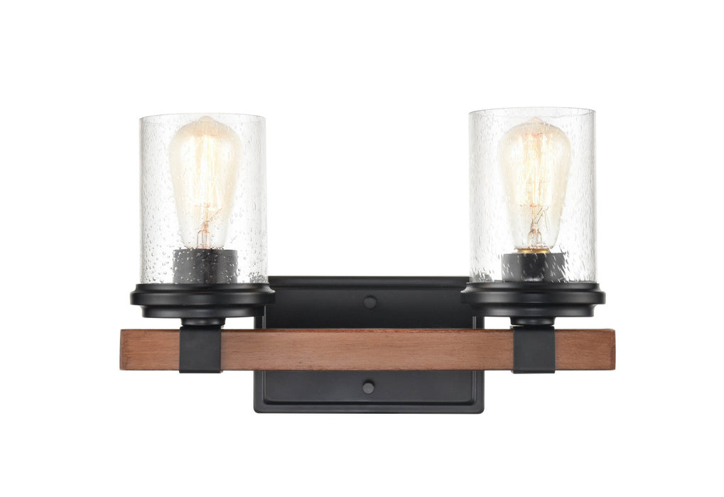 Millennium 3802-MB/WG Two Light Vanity, Matte Black/Wood Grain