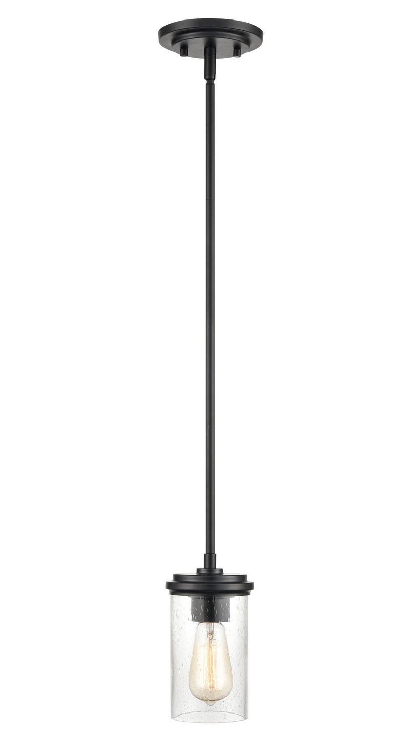 Millennium 3811-MB One Light Mini Pendant, Matte Black/Wood Grain