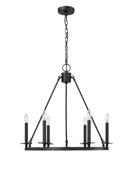 Millennium 46706-MB Six Light Chandelier, Matte Black
