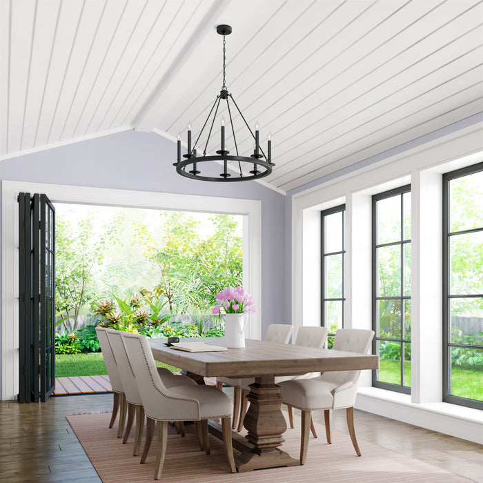 Millennium 46708-MB Eight Light Chandelier, Matte Black