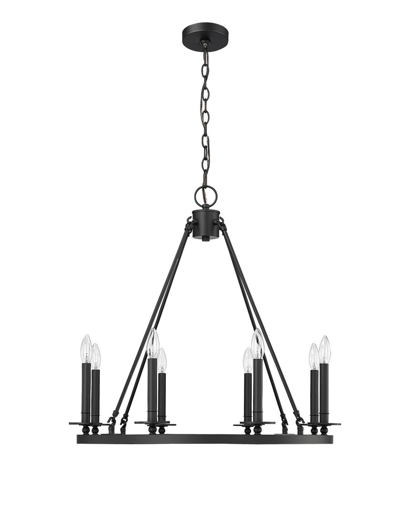 Millennium 46708-MB Eight Light Chandelier, Matte Black