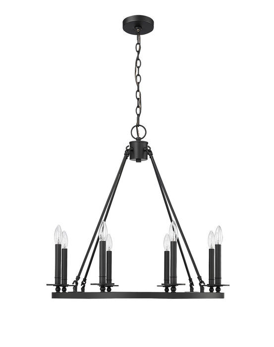 Millennium 46708-MB Eight Light Chandelier, Matte Black