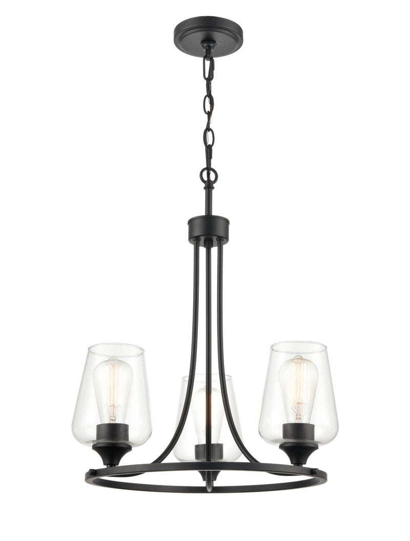 Millennium 9723-MB Three Light Chandelier, Matte Black