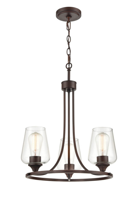 Millennium 9723-RBZ Three Light Chandelier, Rubbed Bronze