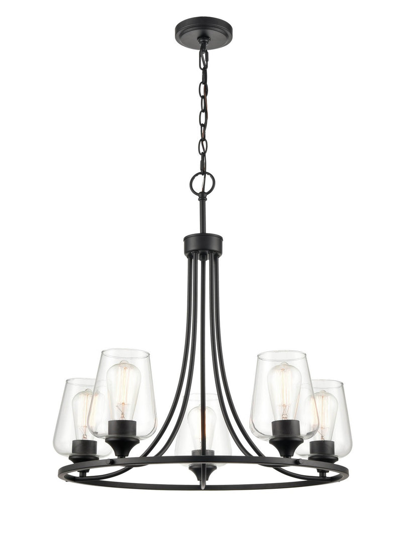 Millennium 9725-MB Five Light Chandelier, Matte Black