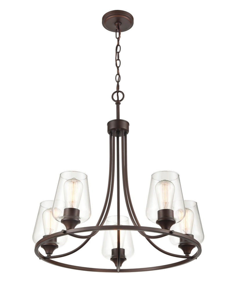 Millennium 9725-RBZ Five Light Chandelier, Rubbed Bronze