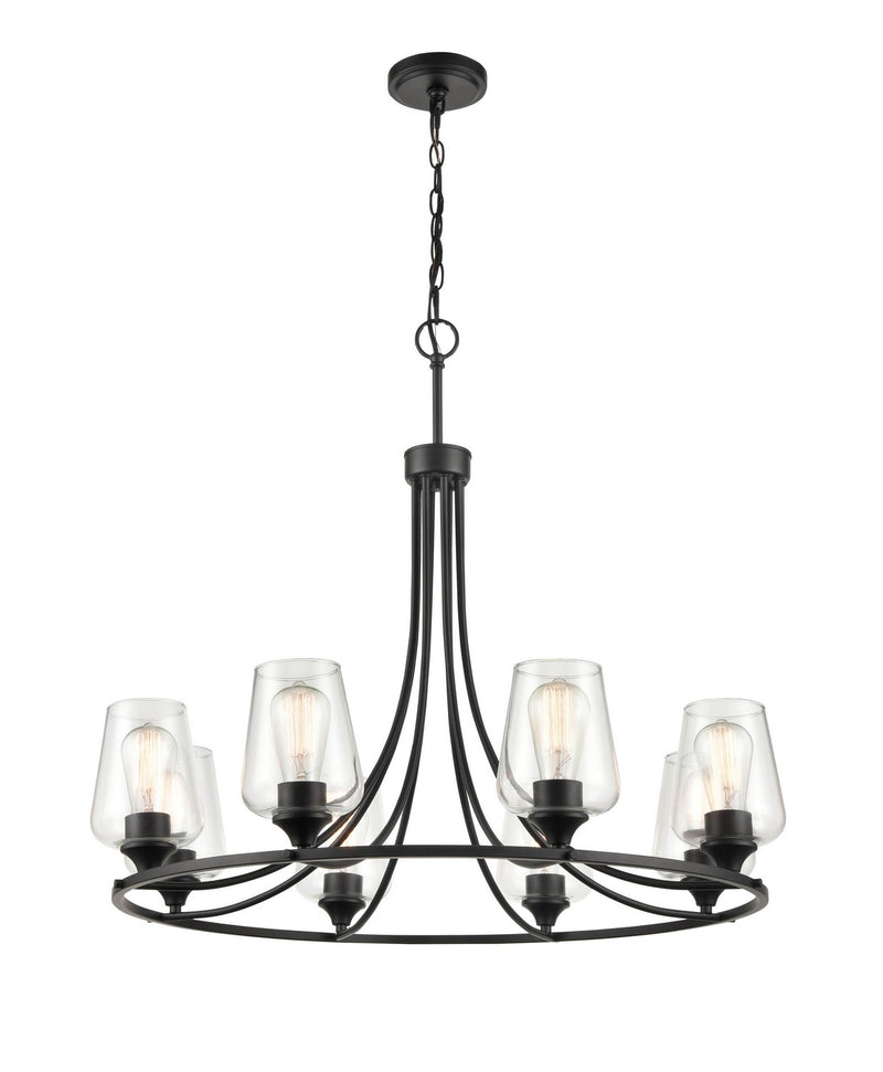 Millennium 9728-MB Eight Light Chandelier, Matte Black