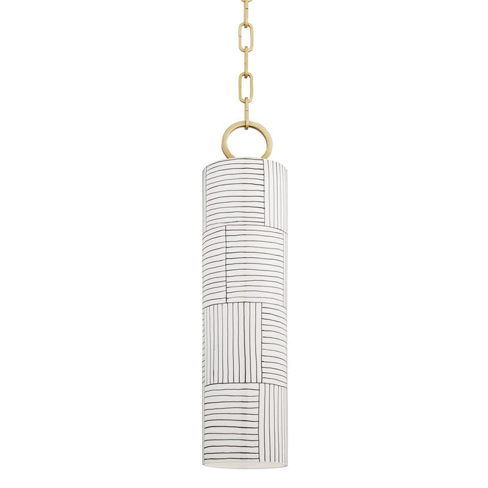 Hudson Valley 2384-AGB/ST One Light Pendant, Aged Brass/Stripe Combo
