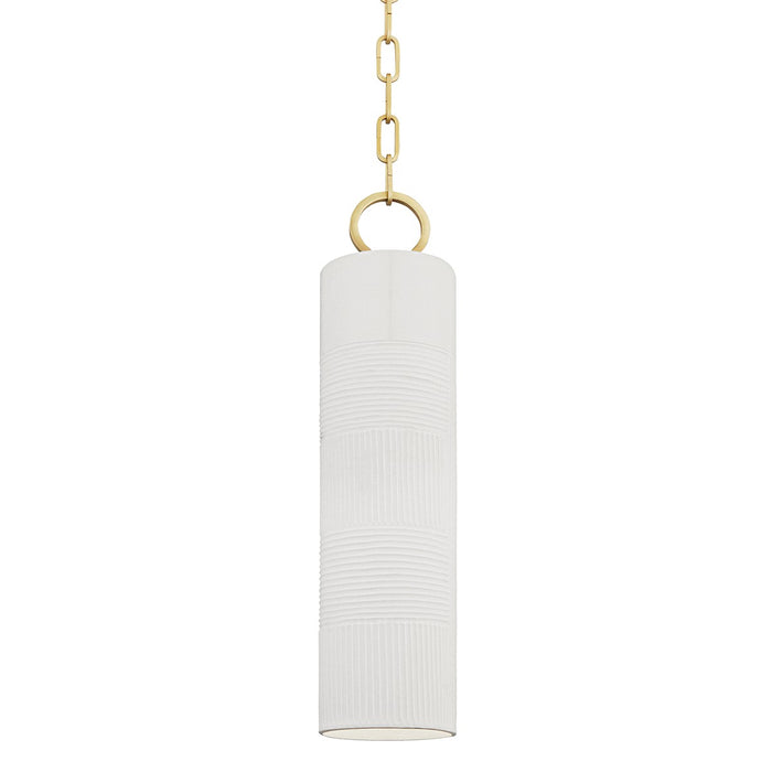 Hudson Valley 2384-AGB/WH One Light Pendant, Aged Brass/Soft Off White