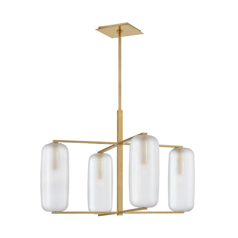 Hudson Valley 3474-AGB Four Light Chandelier, Aged Brass