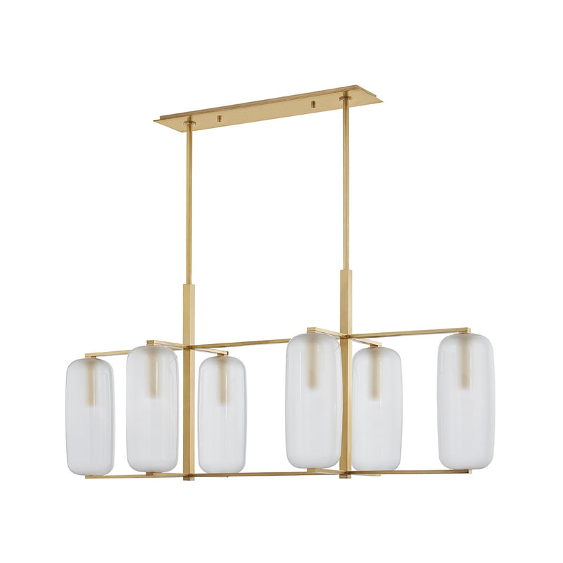 Hudson Valley 3476-AGB Six Light Island Pendant, Aged Brass