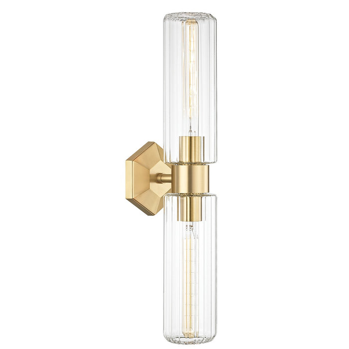 Hudson Valley 5124-AGB Two Light Wall Sconce, Aged Brass