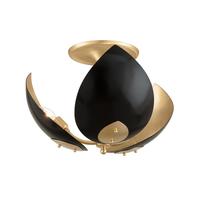 Hudson Valley 5703-GL/BK Three Light Semi Flush Mount, Gold Leaf/Black