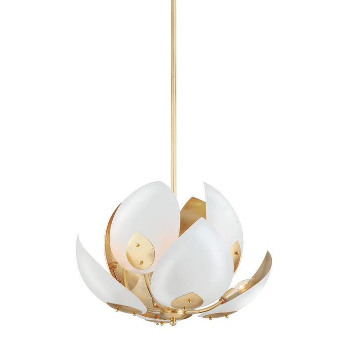 Hudson Valley 5708-GL/WH Eight Light Chandelier, Gold Leaf/White