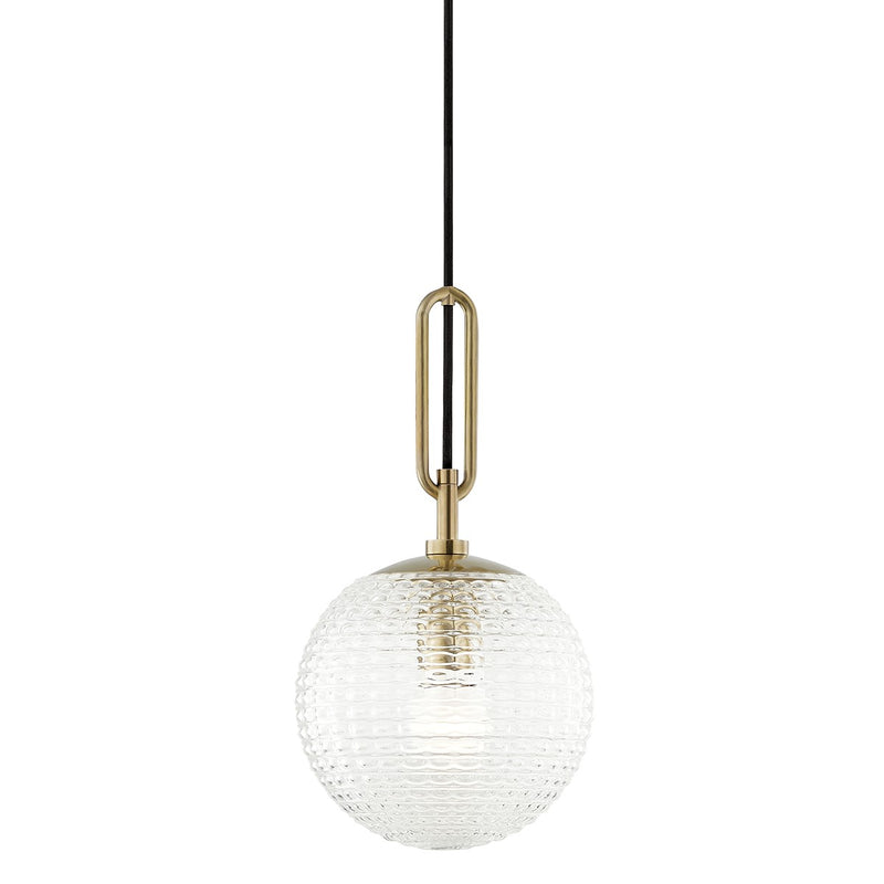 Hudson Valley 7110-AGB One Light Pendant, Aged Brass