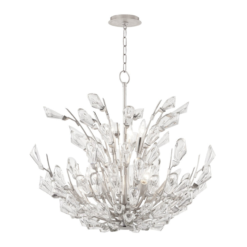 Hudson Valley 7228-SL Nine Light Chandelier, Silver Leaf