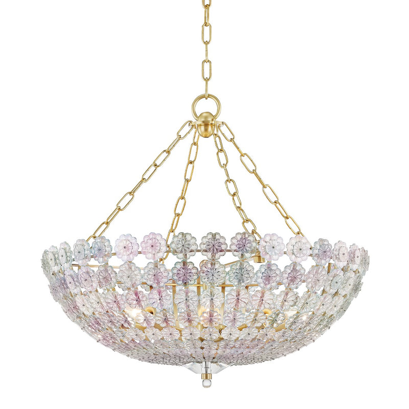 Hudson Valley 8224-AGB Eight Light Chandelier, Aged Brass