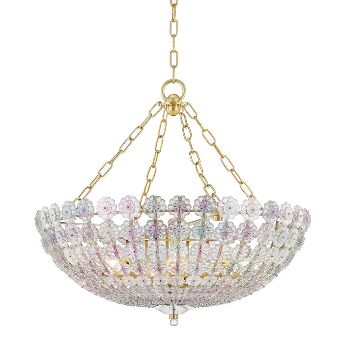 Hudson Valley 8224-AGB Eight Light Chandelier, Aged Brass