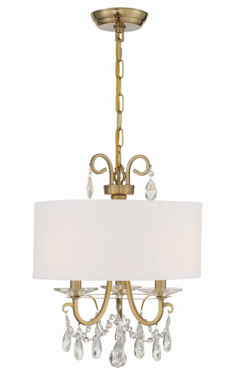 Crystorama 6623-VG-CL-S Three Light Chandelier, Vibrant Gold