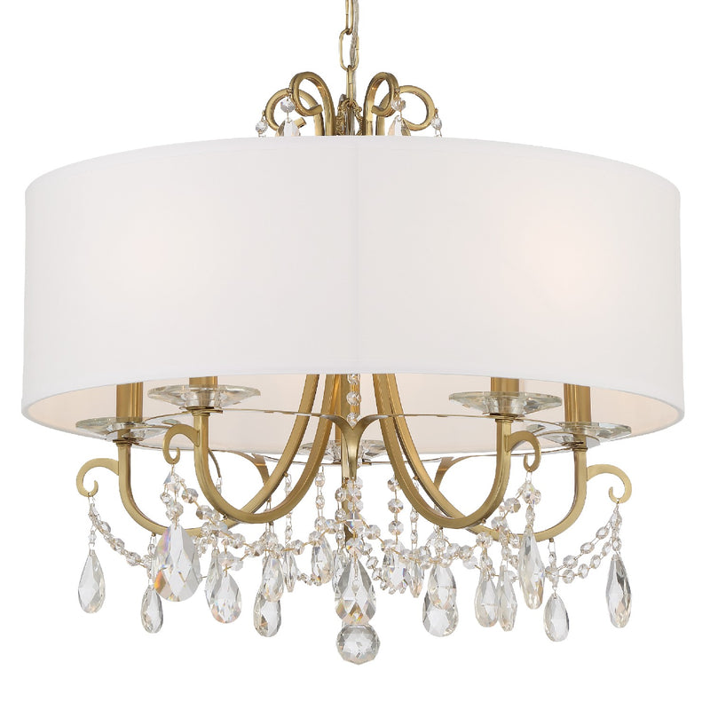 Crystorama 6625-VG-CL-SAQ Five Light Chandelier, Vibrant Gold