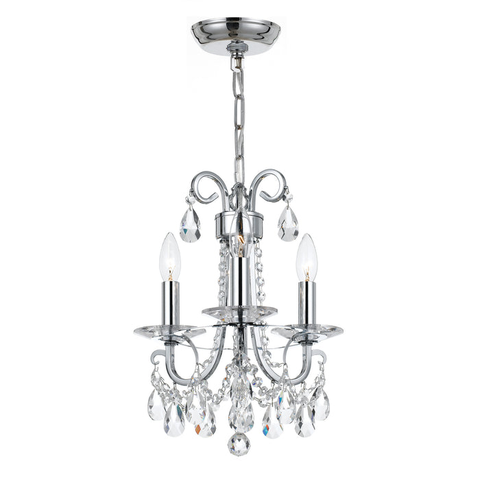 Crystorama 6823-CH-CL-S Three Light Mini Chandelier, Polished Chrome