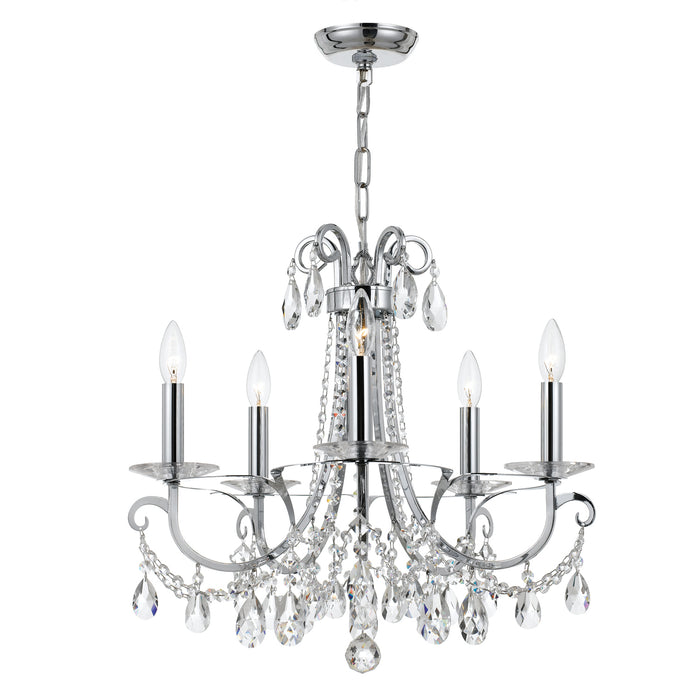 Crystorama 6825-CH-CL-S Five Light Chandelier, Polished Chrome