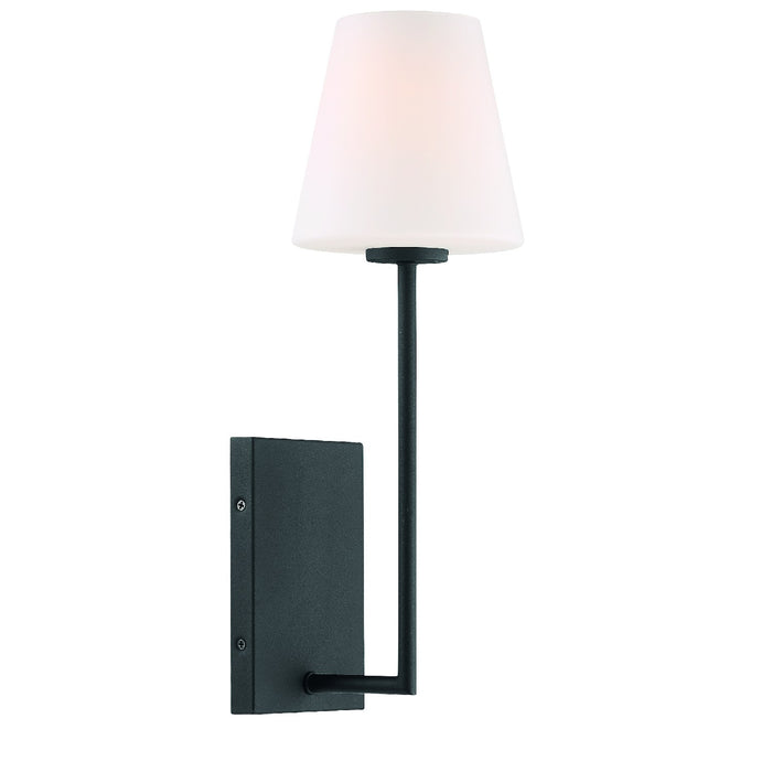 Crystorama LEN-250-OP-BF One Light Wall Sconce, Black Forged