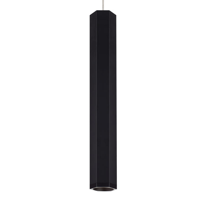Visual Comfort Modern 700FJBLKLBS One Light Pendant, Matte Black/Satin Nickel