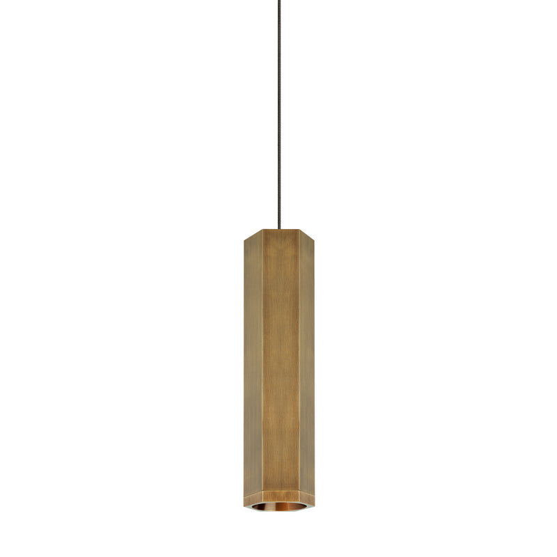 Visual Comfort Modern 700FJBLKSRR-LED930 LED Pendant, Aged Brass/Aged Brass
