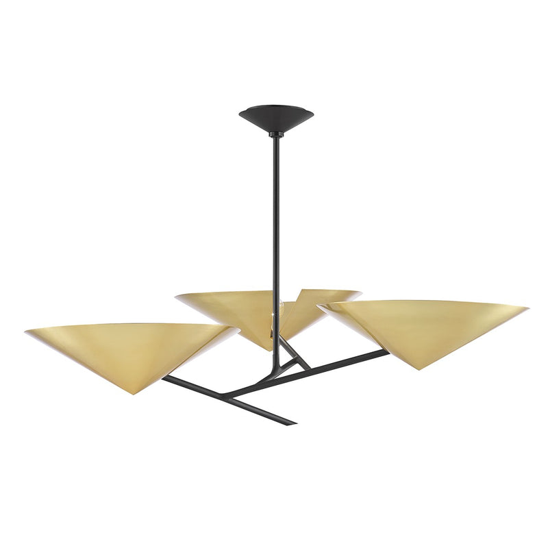 Hudson Valley 9740-AGB/BK Three Light Chandelier, Aged Brass/Black