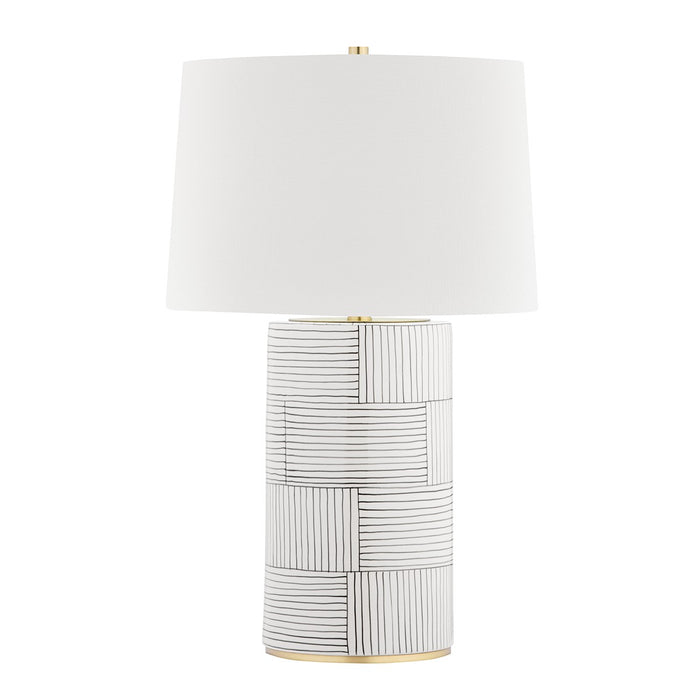Hudson Valley L1376-AGB/ST One Light Table Lamp, Aged Brass/Stripe Combo