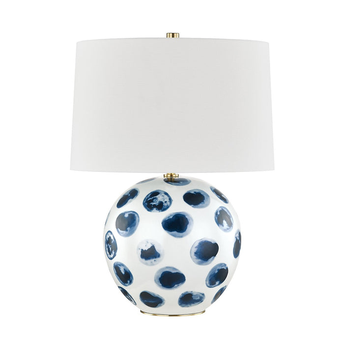 Hudson Valley L1448-WH/BD One Light Table Lamp, White Bisque/Blue Dots