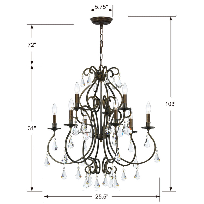 Crystorama 5019-EB-CL-S Nine Light Chandelier, English Bronze