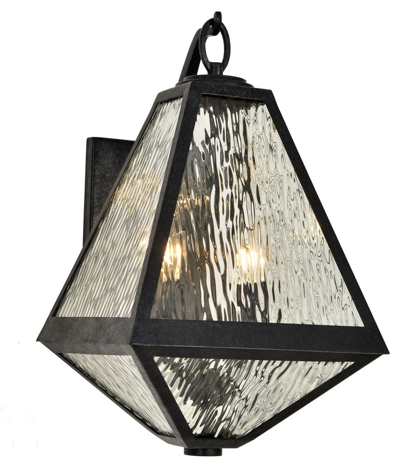Crystorama GLA-9722-WT-BC Two Light Outdoor Wall Sconce, Black Charcoal