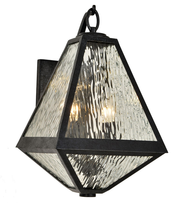 Crystorama GLA-9722-WT-BC Two Light Outdoor Wall Sconce, Black Charcoal