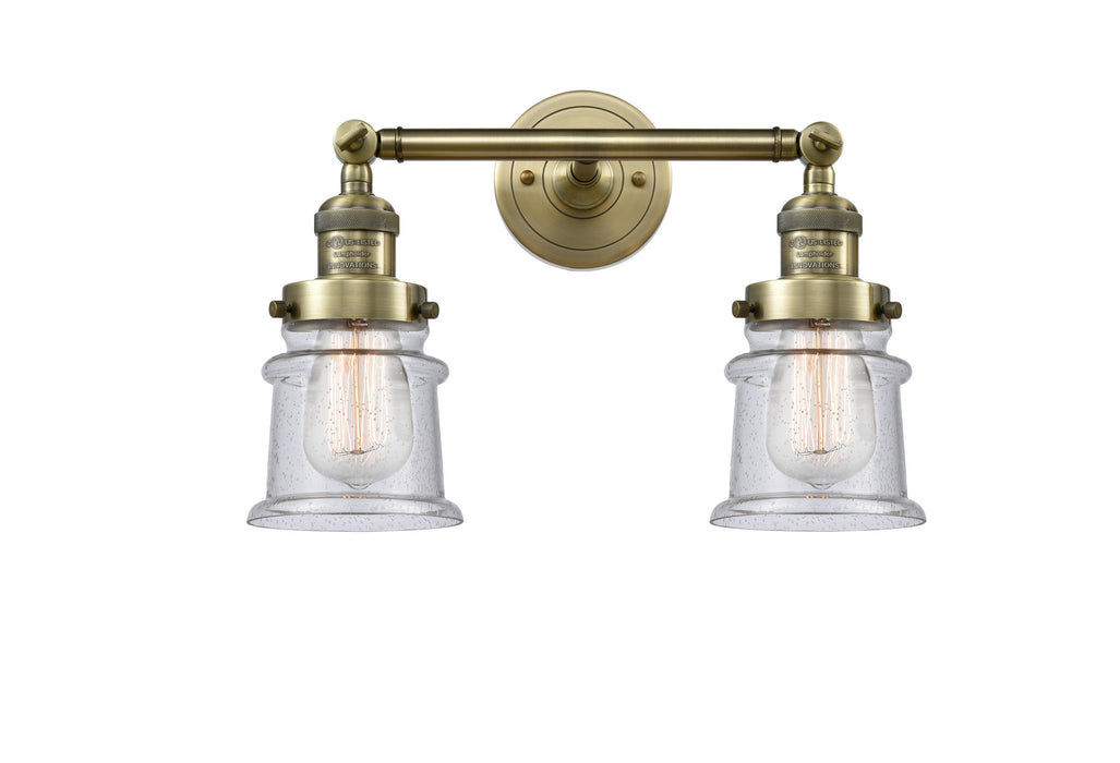 Innovations 208-AB-G184S Two Light Bath Vanity, Antique Brass
