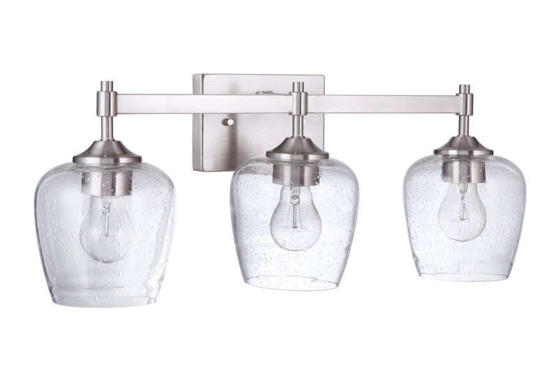 Craftmade 12422BNK3 Three Light Vanity, Brushed Polished Nickel