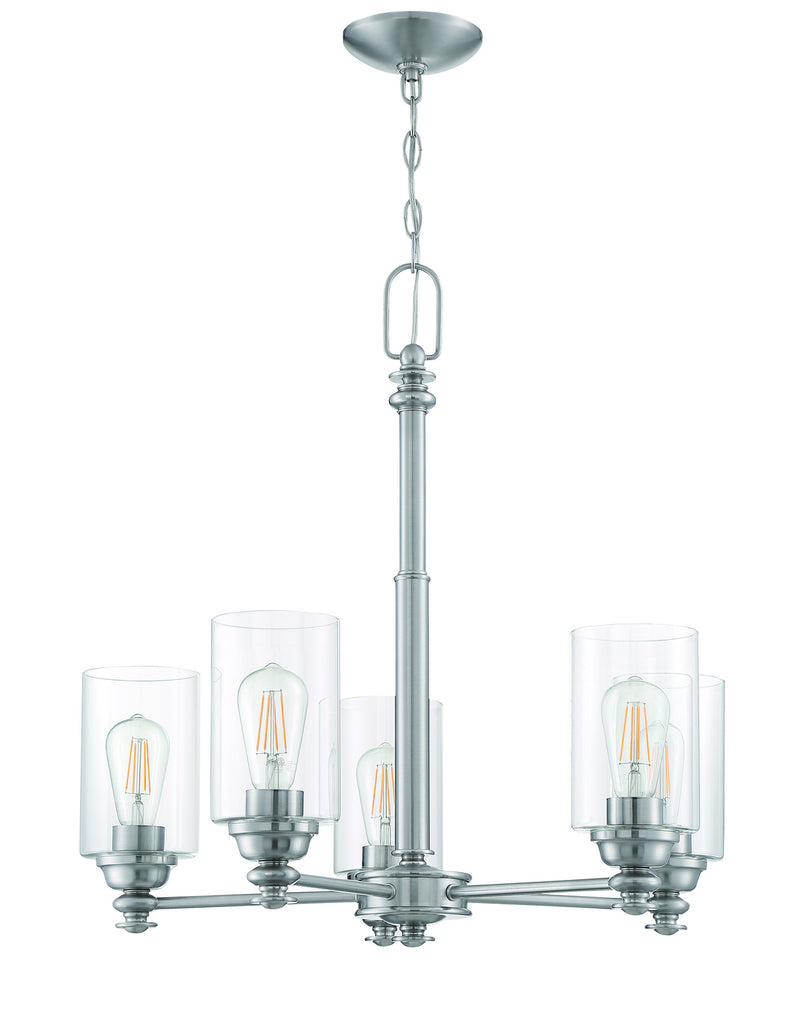 Craftmade 49825-BNK-C Five Light Chandelier, Brushed Polished Nickel