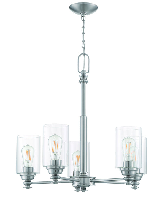 Craftmade 49825-BNK-C Five Light Chandelier, Brushed Polished Nickel
