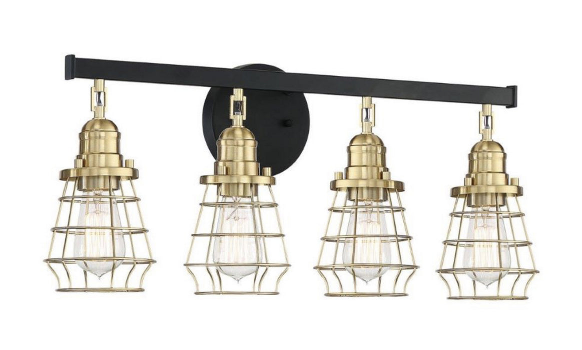 Craftmade 50604-FBSB Four Light Vanity, Flat Black/Satin Brass