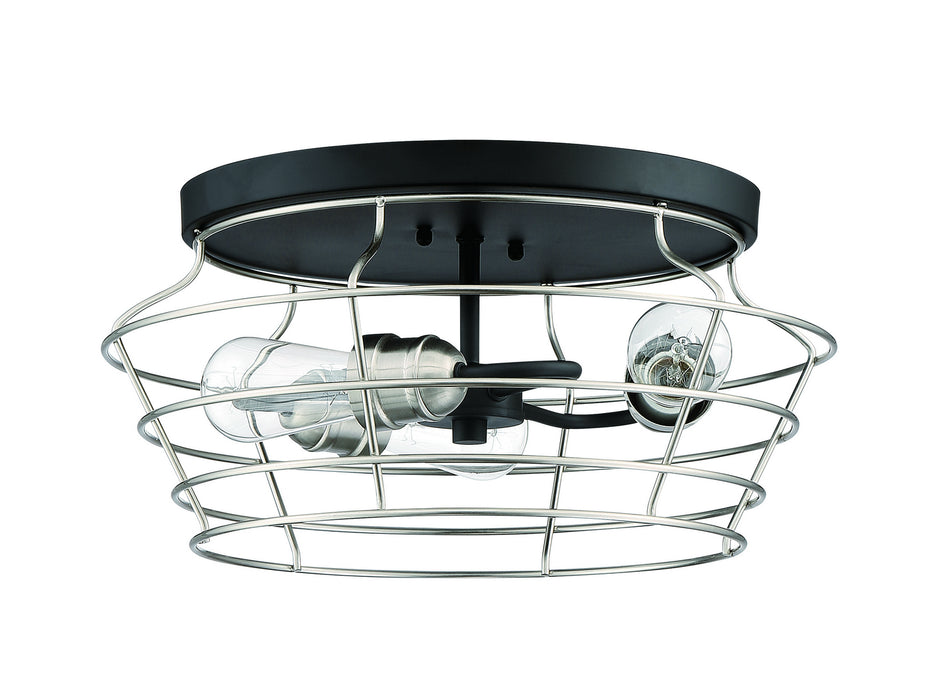 Craftmade 50683-FBBNK Three Light Flushmount, Flat Black/Brushed Polished Nickel