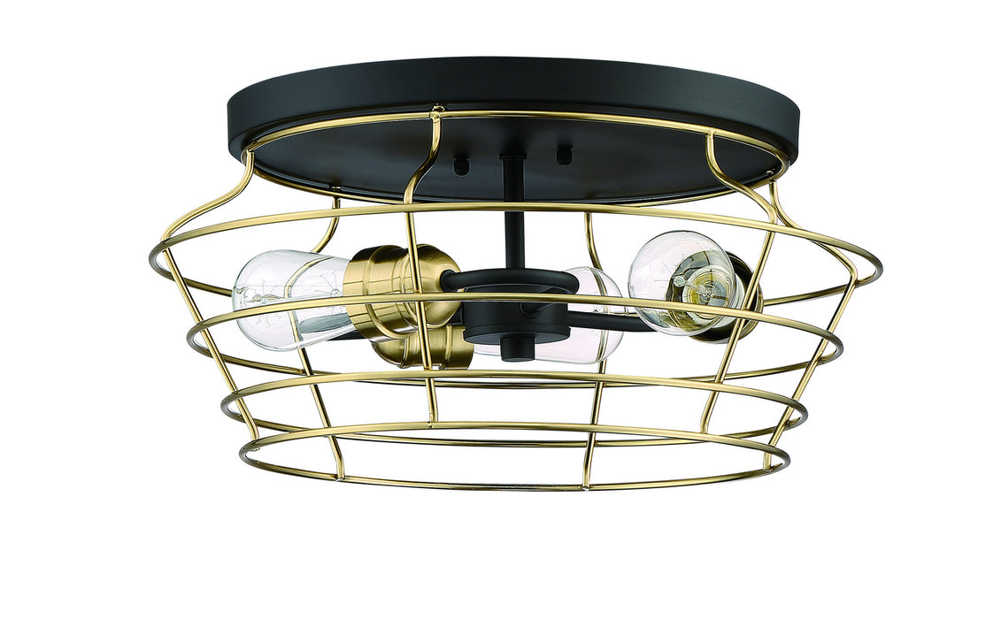 Craftmade 50683-FBSB Three Light Flushmount, Flat Black/Satin Brass