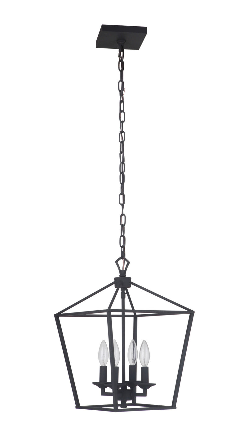 Craftmade 52934-FB Four Light Foyer Pendant, Flat Black