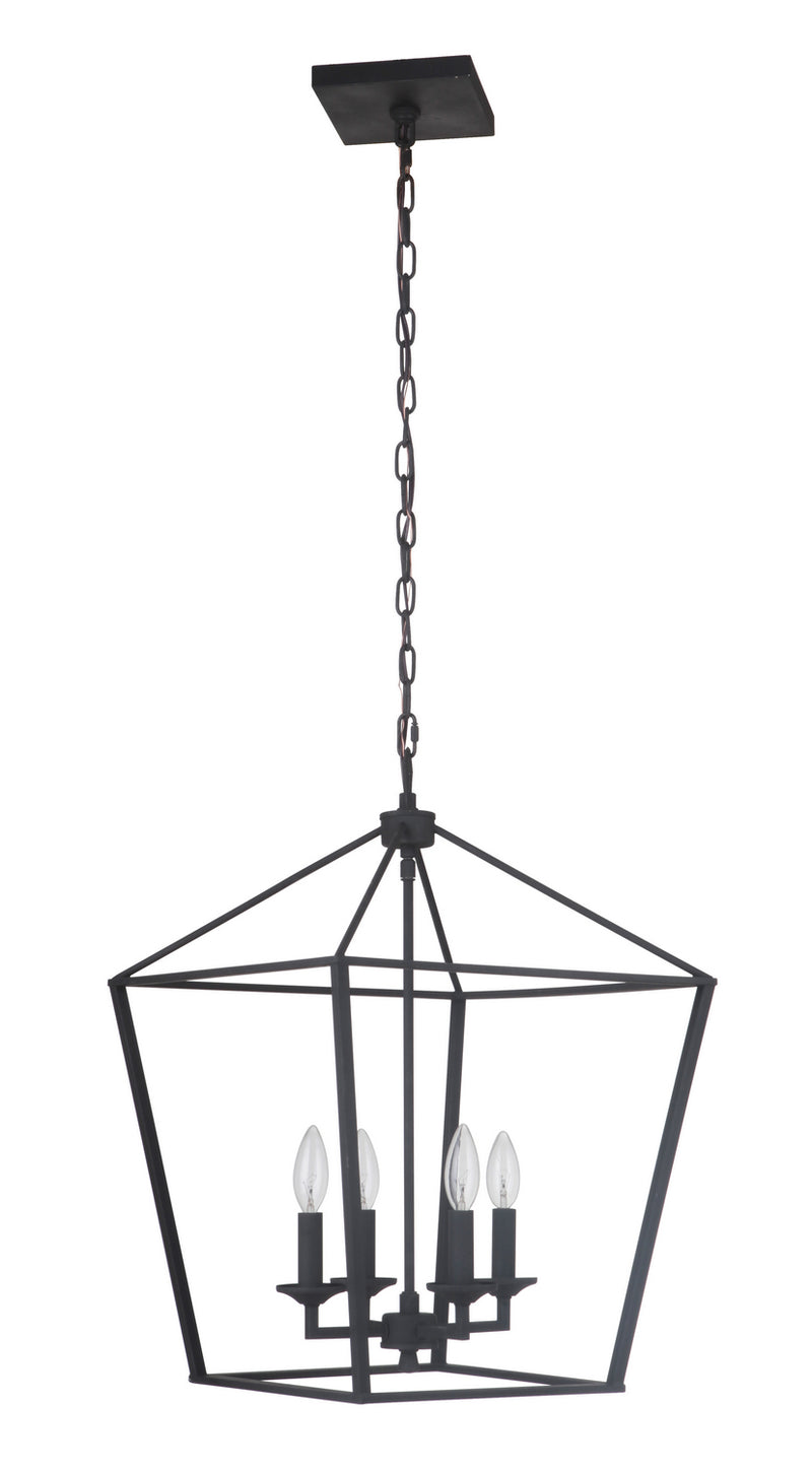 Craftmade 52935-FB Four Light Foyer Pendant, Flat Black